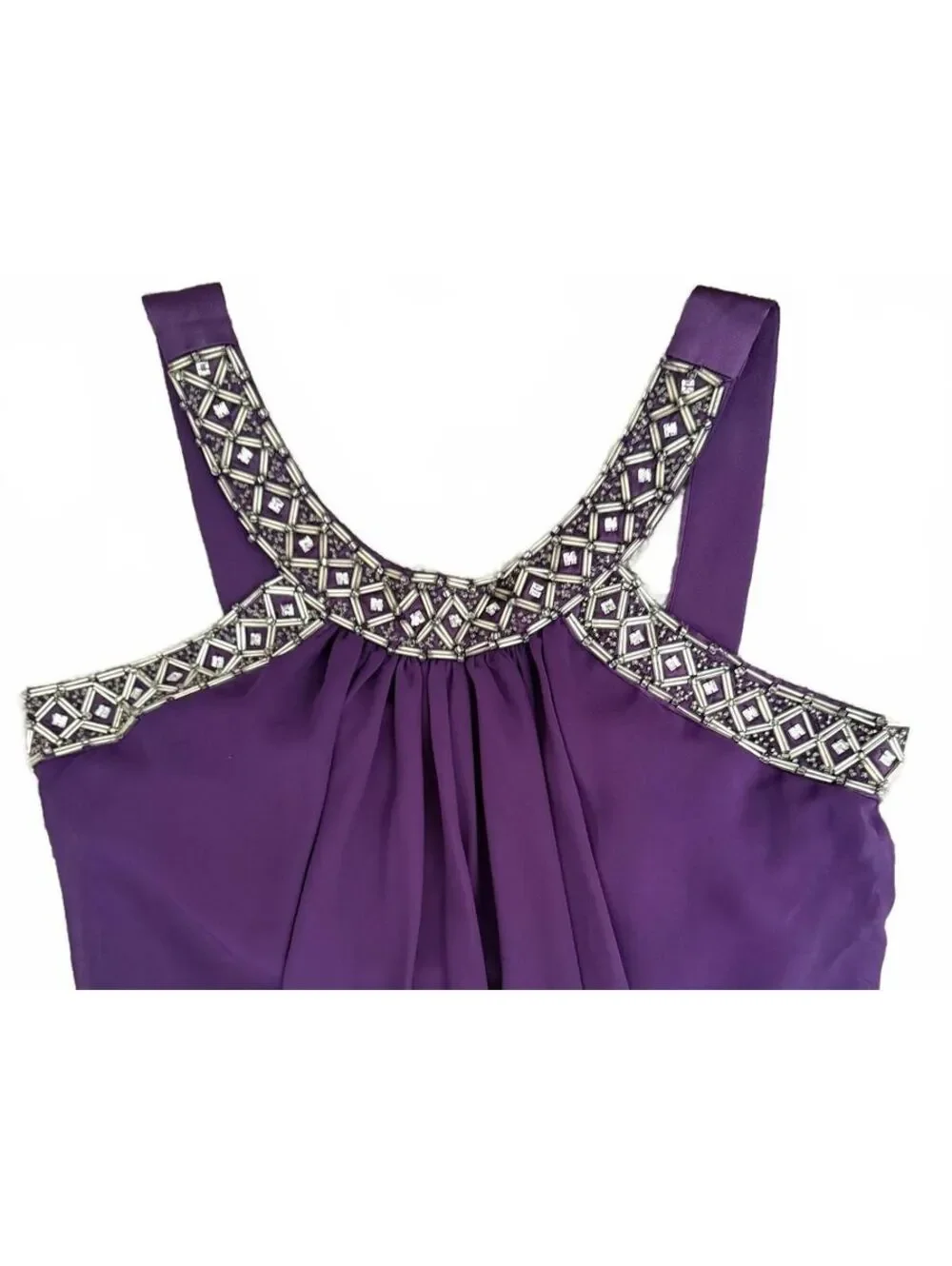 Scarlett Nite NEW Dress Size 10 Purple Eggplant Sleeveless Beaded Party Flare